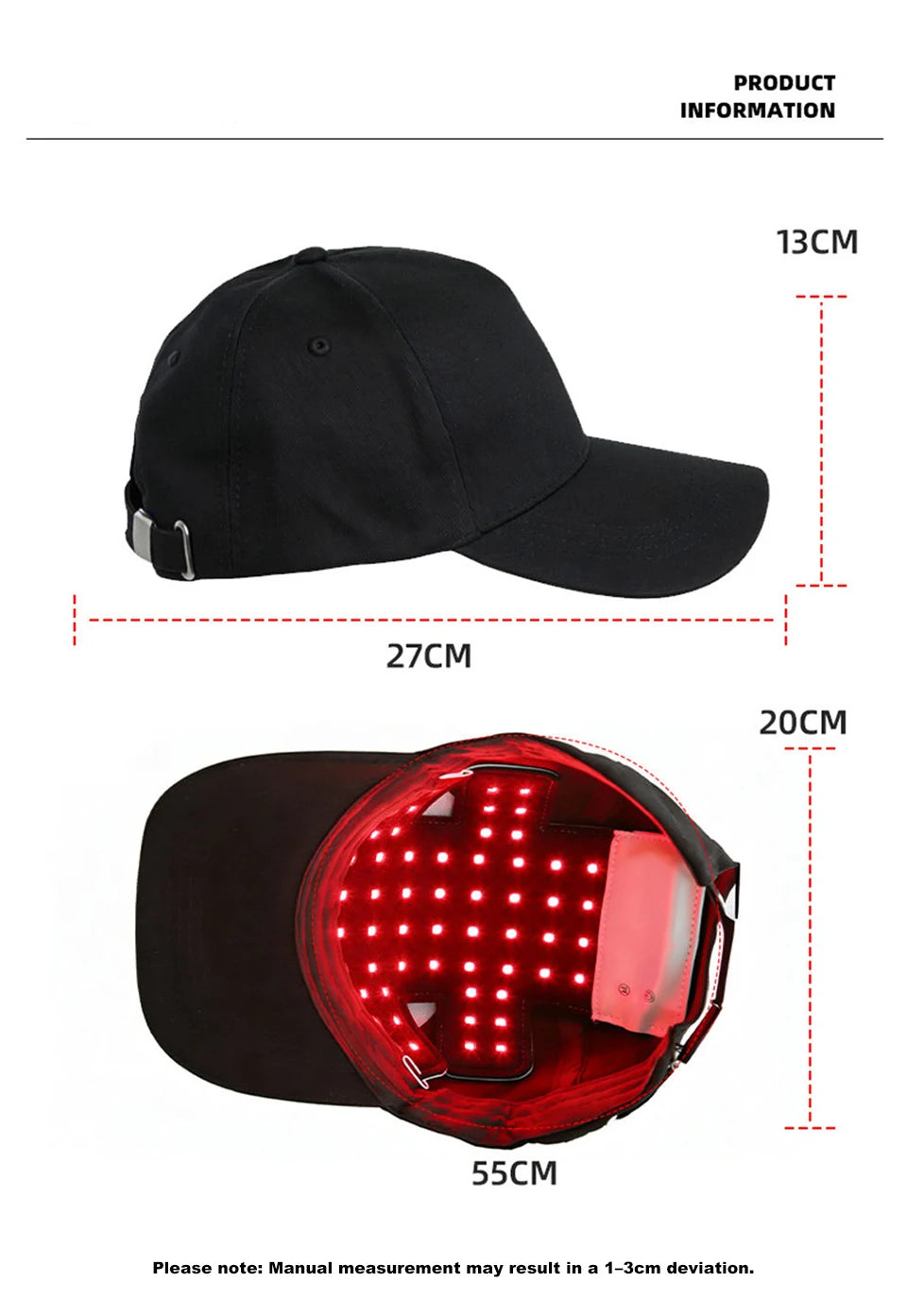 450nm 660nm 850nm 56PCS LEDS Red Light Therapy Cap for Hair Growth Scalp Care Hair Wellness Beauty Portable Hat