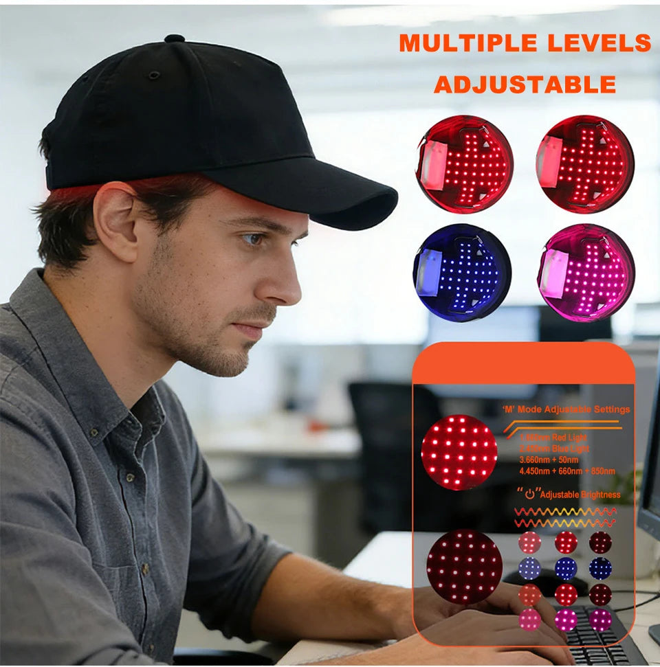 450nm 660nm 850nm 56PCS LEDS Red Light Therapy Cap for Hair Growth Scalp Care Hair Wellness Beauty Portable Hat